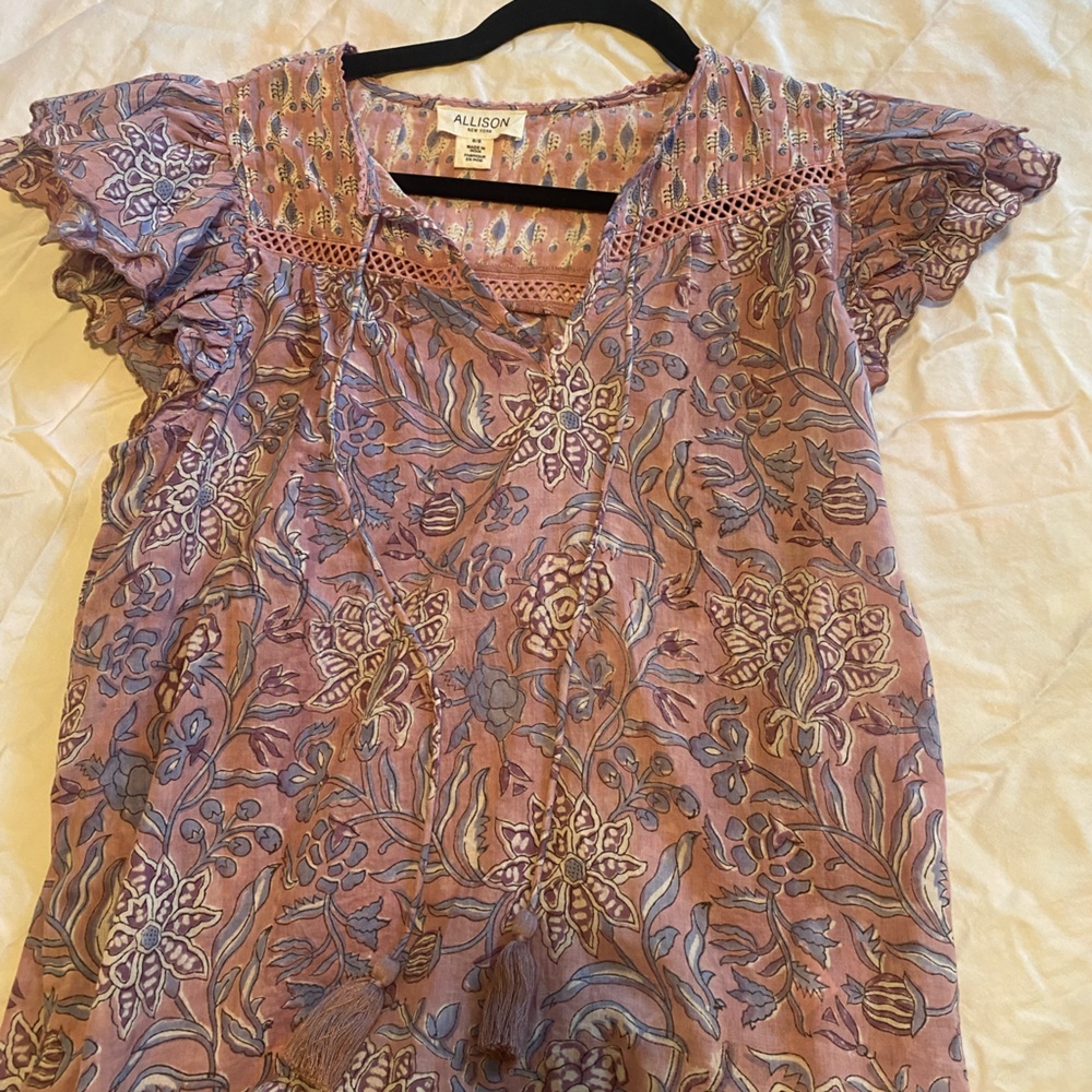 Allison  Purple and Pink Embroidered Blouse